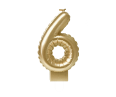 Cijferballon Kaarsje Goud 10cm / Cijfer 6