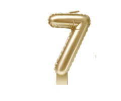 Cijferballon Kaarsje Goud 10cm / Cijfer 7