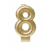 Cijferballon Kaarsje Goud 10cm / Cijfer 8