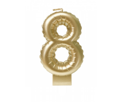 Cijferballon Kaarsje Goud 10cm / Cijfer 8