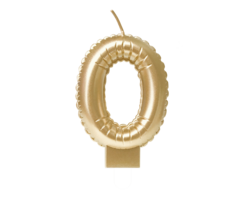 Cijferballon Kaarsje Goud 10cm / Cijfer 0