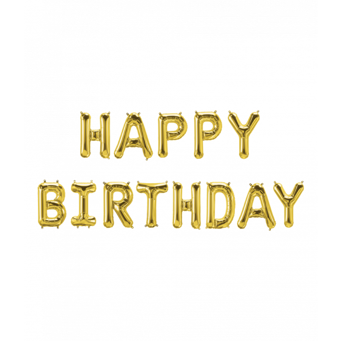 Folieballon Kit Goud / Happy Birthday
