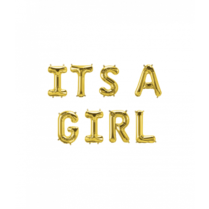 Folieballon Kit Goud / It's a Girl