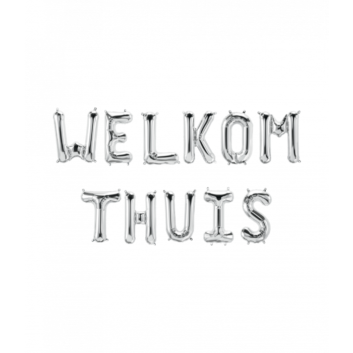 Folieballon Kit Zilver / Welkom Thuis