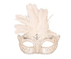 Oogmasker Venetiaans Wit Pluimen