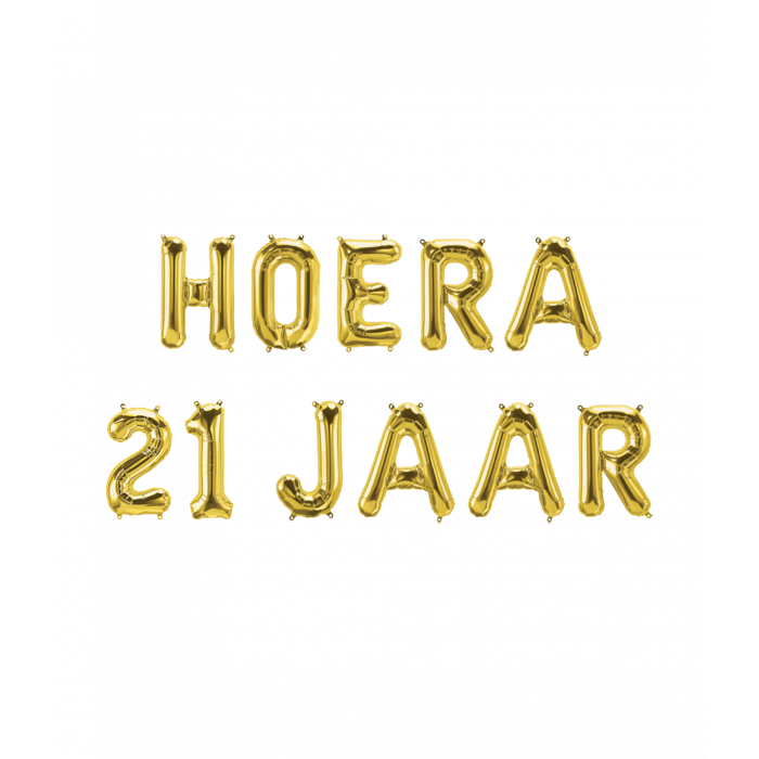 Folieballon Kit Goud / Hoera 21 Jaar