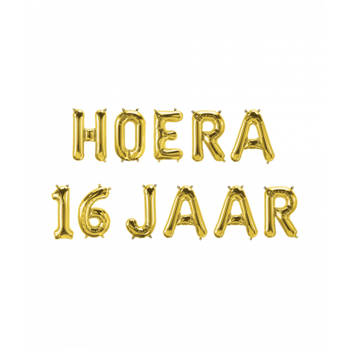 Folieballon Kit  Goud / Hoera 16 Jaar