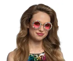 Partybril Hippie Met Bloemen