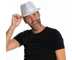 Disco Hoed Zilver Pailletten