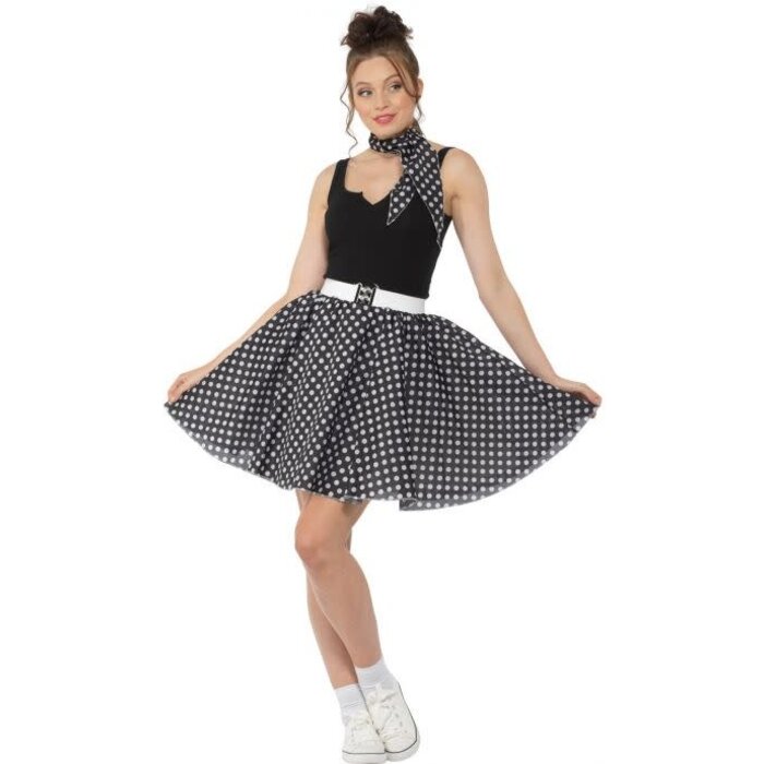 Zwarte Polka Dots Rok + Sjaal
