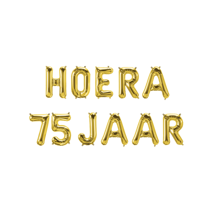Folieballon Kit  Goud / Hoera 75 Jaar