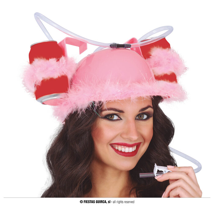 Roze Drinkhelm Met Veren