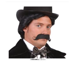 Snor met krul / Zwart