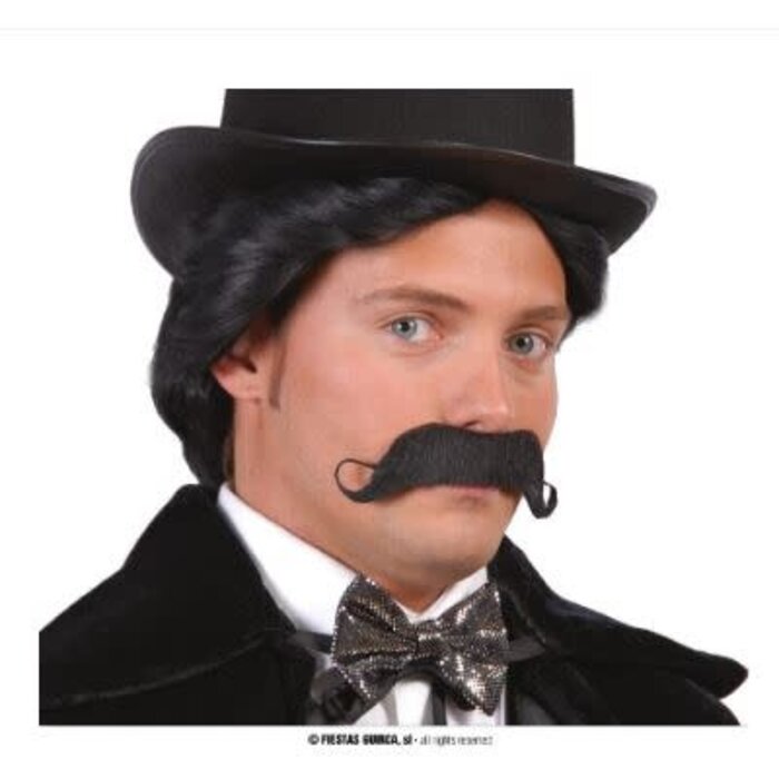 Snor met krul / Zwart