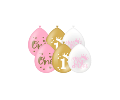 First Birthday Ballonnen  6 Stuks / Meisje