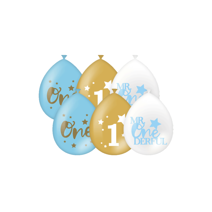 First Birthday Ballonnen  6 Stuks / Jongen