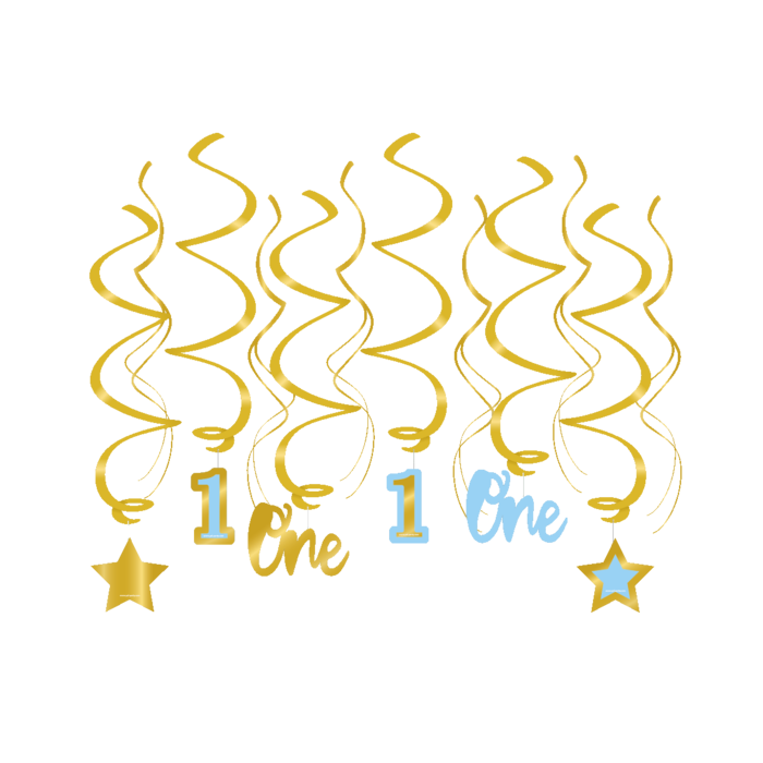 First One Birthday Swirls 12 Stuks / Jongen
