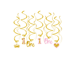 First One Birthday Swirls 12 Stuks / Meisje