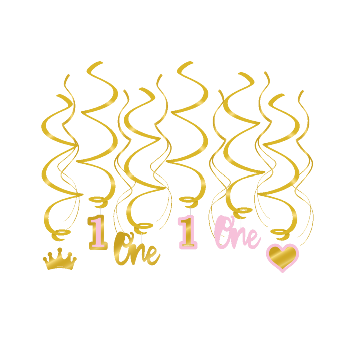 First One Birthday Swirls 12 Stuks / Meisje