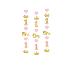 First One Birthday Plafondhangers 3 Stuks / Meisje