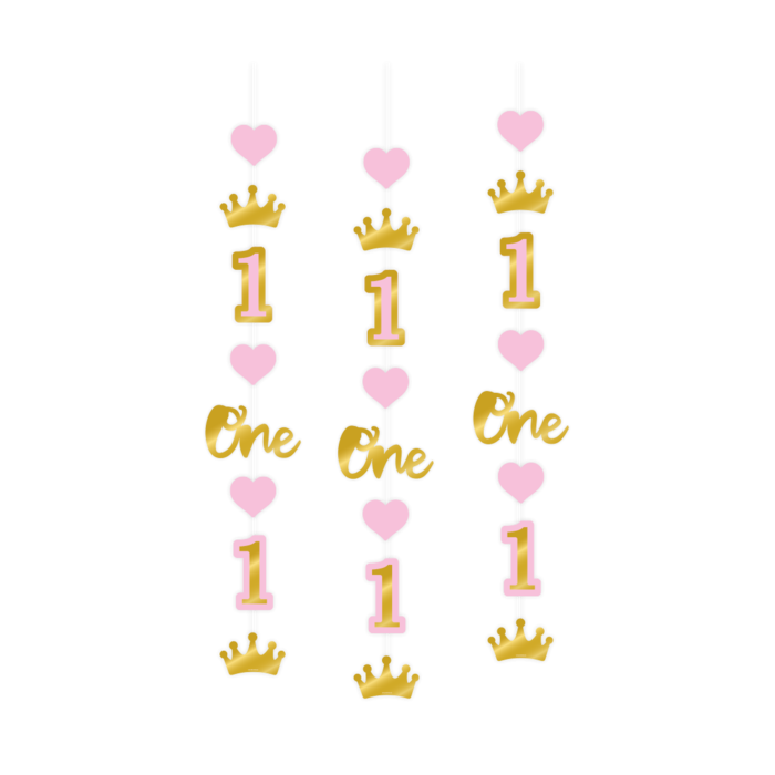 First One Birthday Plafondhangers 3 Stuks / Meisje