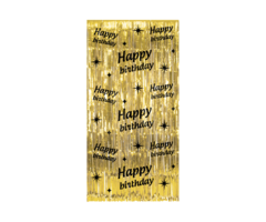 Classy Party Gordijn Goud & Zwart  / Happy Birthday