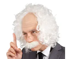 Pruik Professor  Wit / One Size