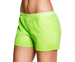 Hotpant Shortje Pailetten / Neon Groen