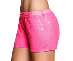 Hotpant Shortje Pailetten / Neon Roze