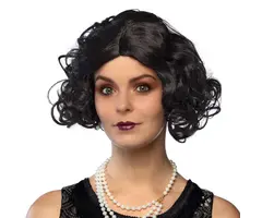 Pruik Roaring Twenties / Krullend zwart