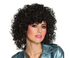 Pruik Club Krullend / Zwart