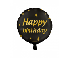 Folieballon Black/Gold 46cm Happy Birthday