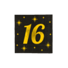 Servetten 16 Stuks Black/Gold 16 Jaar