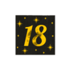 Servetten 16 Stuks Black/Gold 18 Jaar