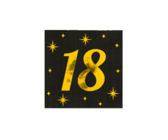 Servetten 16 Stuks Black/Gold 18 Jaar