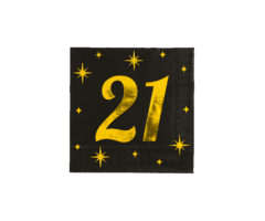 Servetten 16 Stuks Black/Gold 21 Jaar