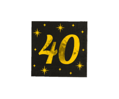 Servetten 16 Stuks Black/Gold 40 Jaar