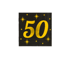 Servetten 16 Stuks Black/Gold 50 Jaar