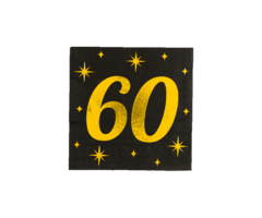 Servetten 16 Stuks Black/Gold 60 Jaar