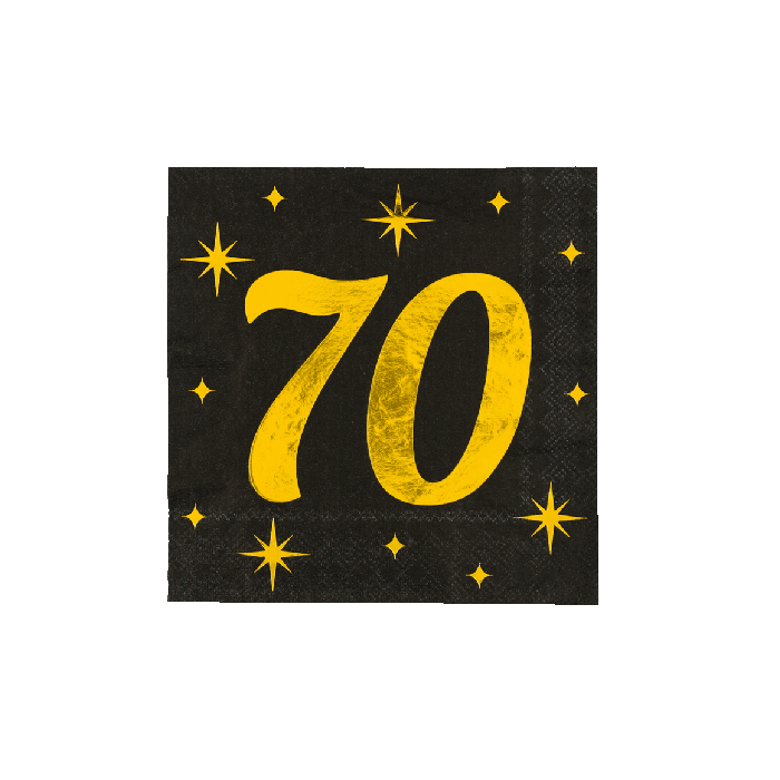 Servetten 16 Stuks Black/Gold 70 Jaar