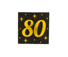 Servetten 16 Stuks Black/Gold 80 Jaar