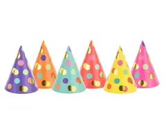 Partyhat Dots 16cm /6 Stuks