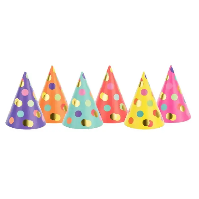 Partyhat Dots 16cm /6 Stuks