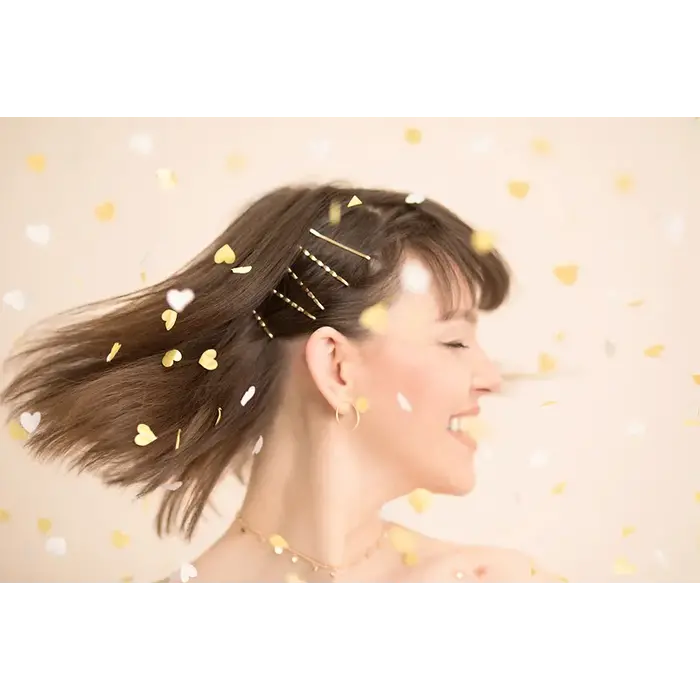 Party Popper Confetti Hartjes Wit/Goud 35cm