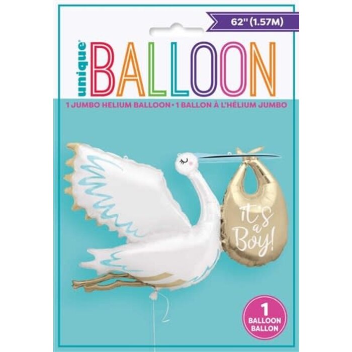 Folieballon Ooievaar It's a Boy / 157cm