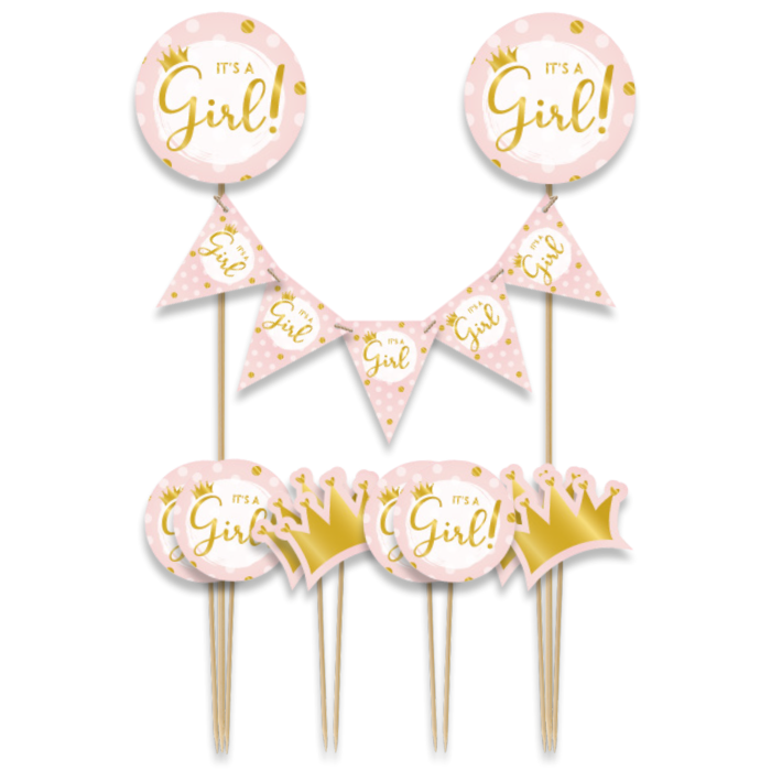Cake Decoratie Set Geboorte / It's a Girl