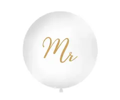 Ballon Mr 1m / Wit & goud