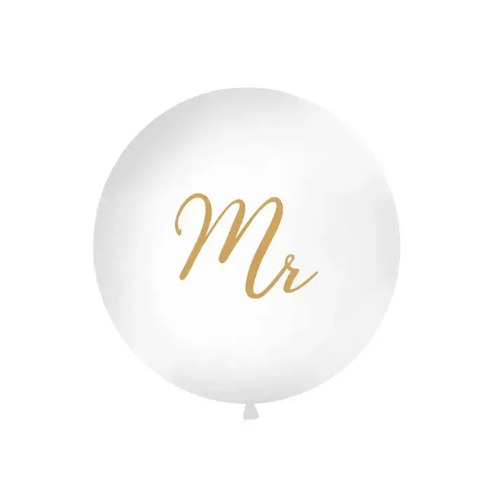 Ballon Mr 1m / Wit & goud