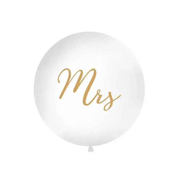 Ballon Mrs 1m / Wit & goud