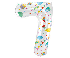 Folieballon  Joyful Party  86cm /  Cijfer 7